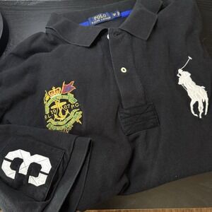 Polo Ralph Lauren Big Pony Men 4XB Yacht Club Black Polo Shirt Short Sleeve